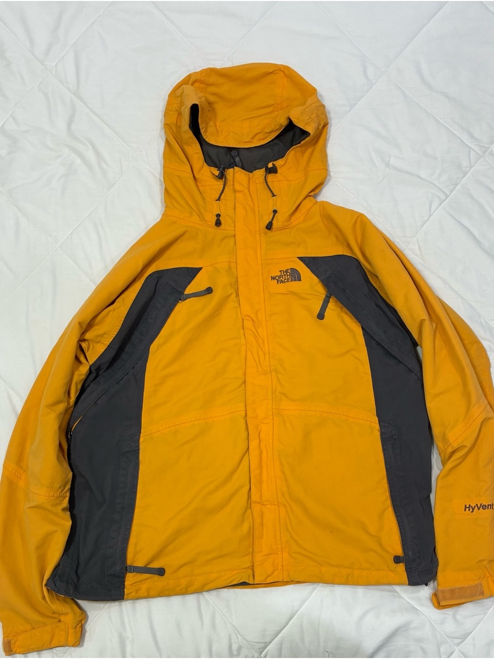 The North Face Men’s Hooded Ski Jacket - Mustard with Charcoal Panels